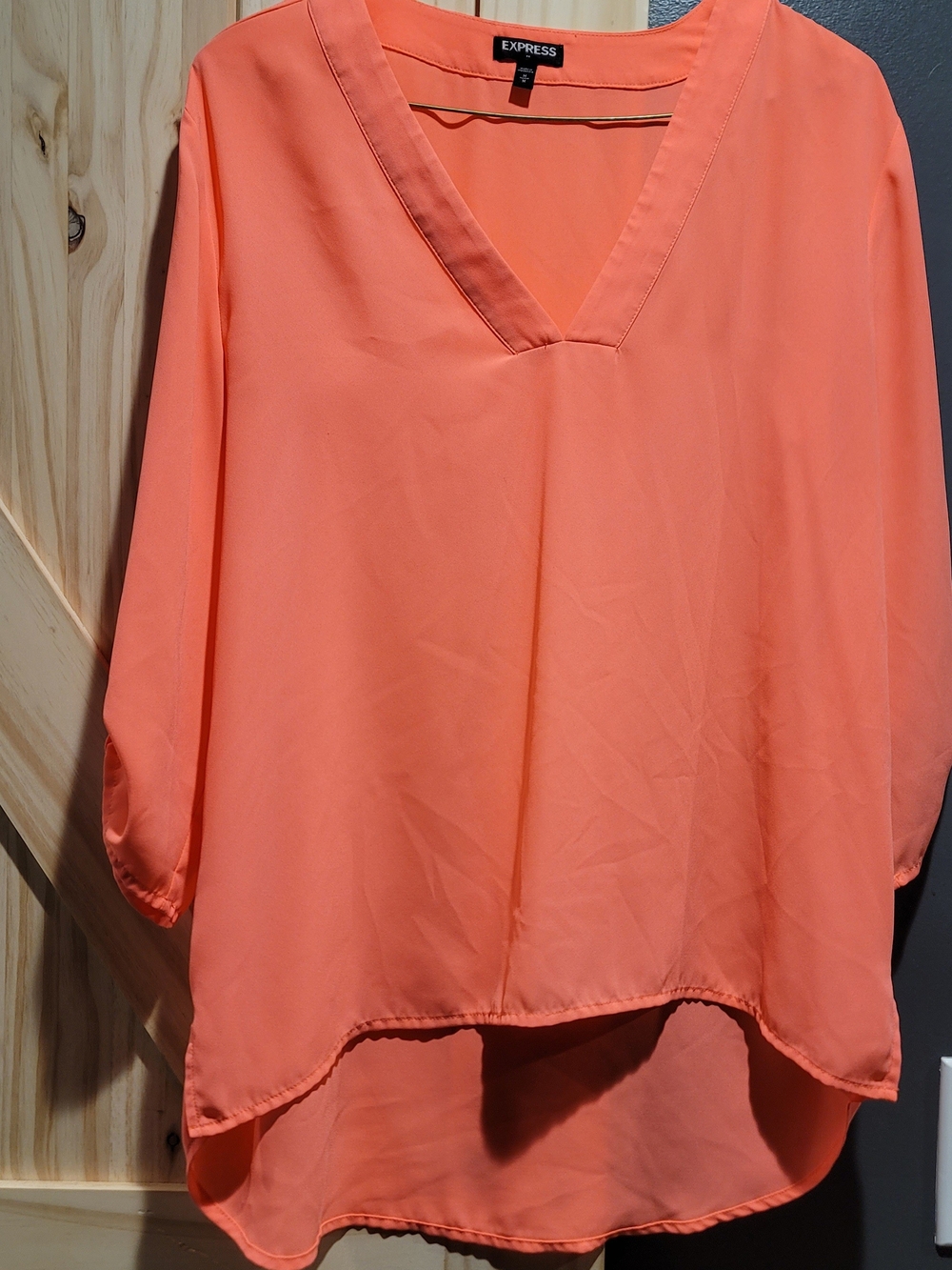 Express Coral V-Neck Hi-Low Tunic